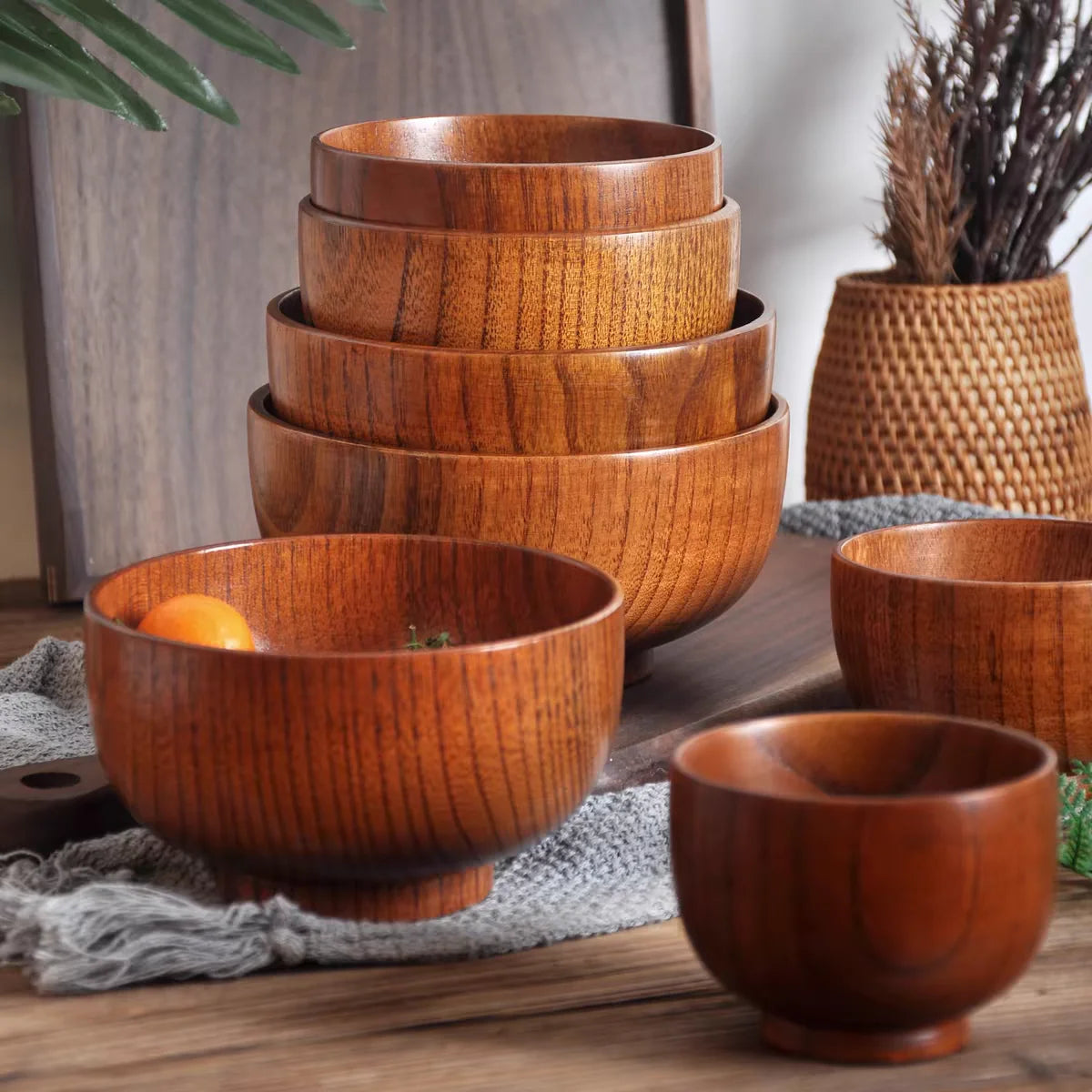 Natural Jujube Wood Bowls – Small Soup & Salad Bowls for All Ages