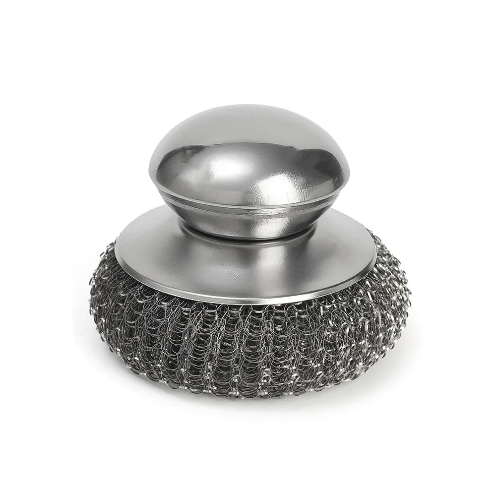 Pot Brush with Handle – Stainless Steel Dishwashing Scrubber Ball (5/1Pcs Set)