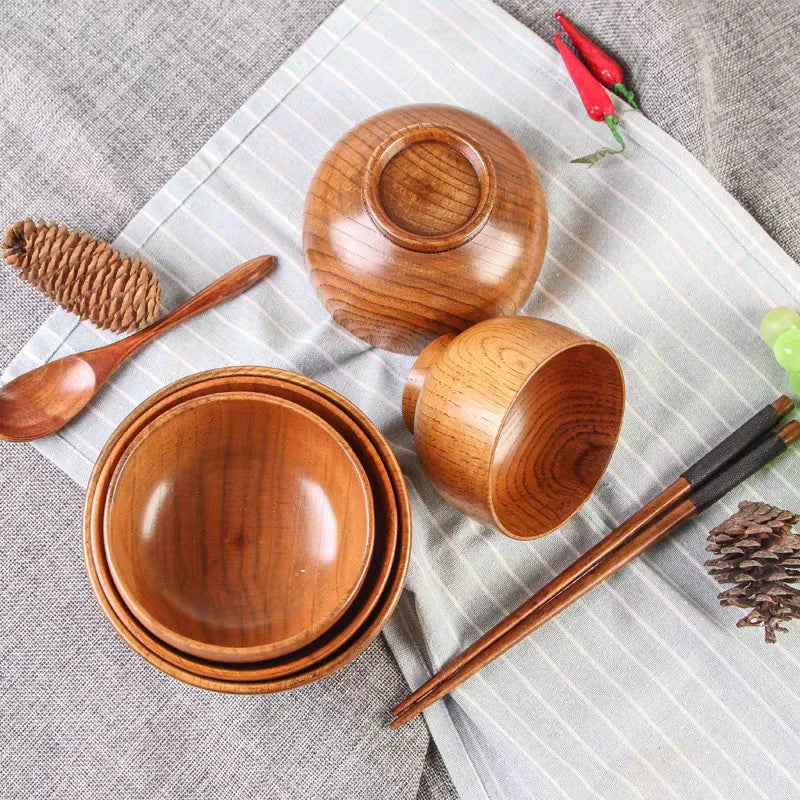 Natural Jujube Wood Bowls – Small Soup & Salad Bowls for All Ages