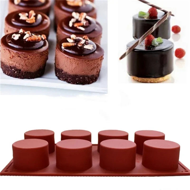 Versatile Round Silicone Mold – Bake Cakes, Make Jelly, Pudding, Cheesecake & More (8 Cavities)
