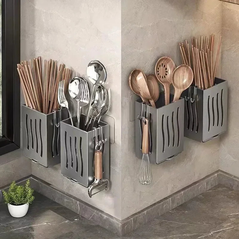2-in-1 Chopstick Holder & Cutlery Organizer Box with Drainage Design