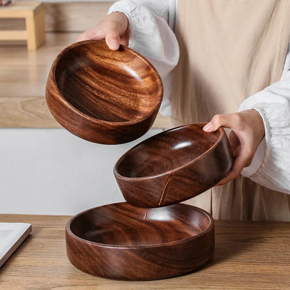 Vintage Walnut Wooden Bowl – Handcrafted Boat Design for Fruit, Salad & More
